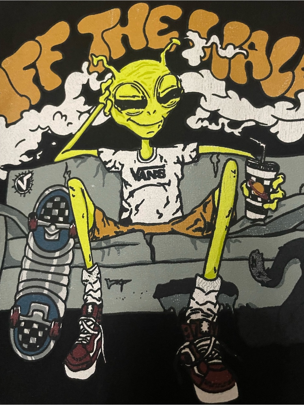 Vans Black Tee with Yellow Character Back Graphic